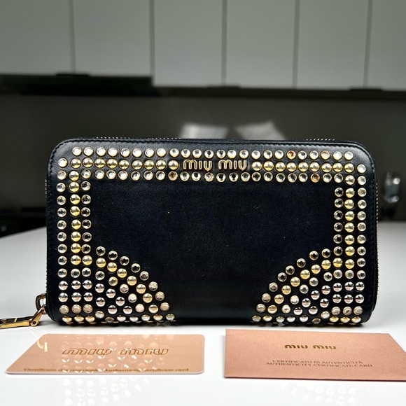 RARE Miu Miu Long Studded Wallet - Picture 1 of 8